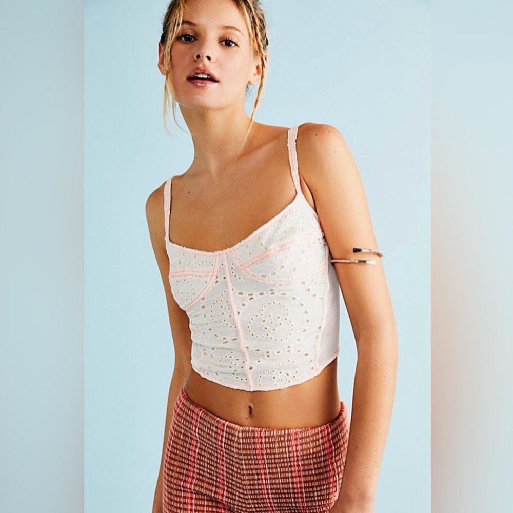 Free People Pop of Color Corset Crop Tank Womens Size M